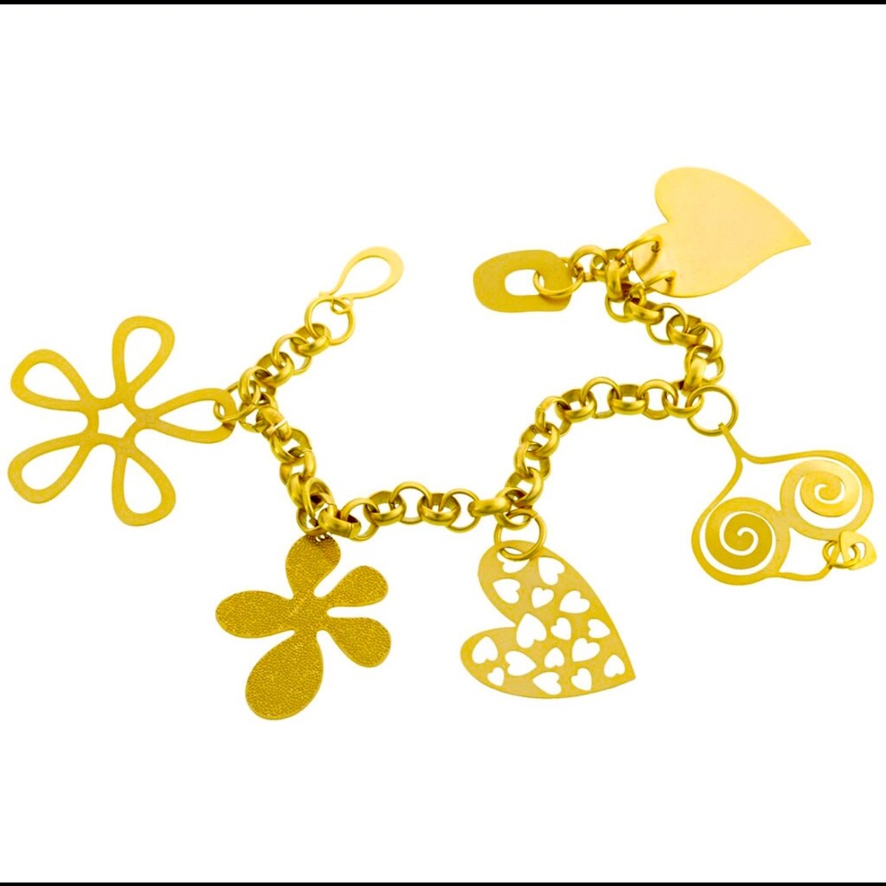 Bold Gold Organic Designer Charm Bracelet,Boutique,NWT